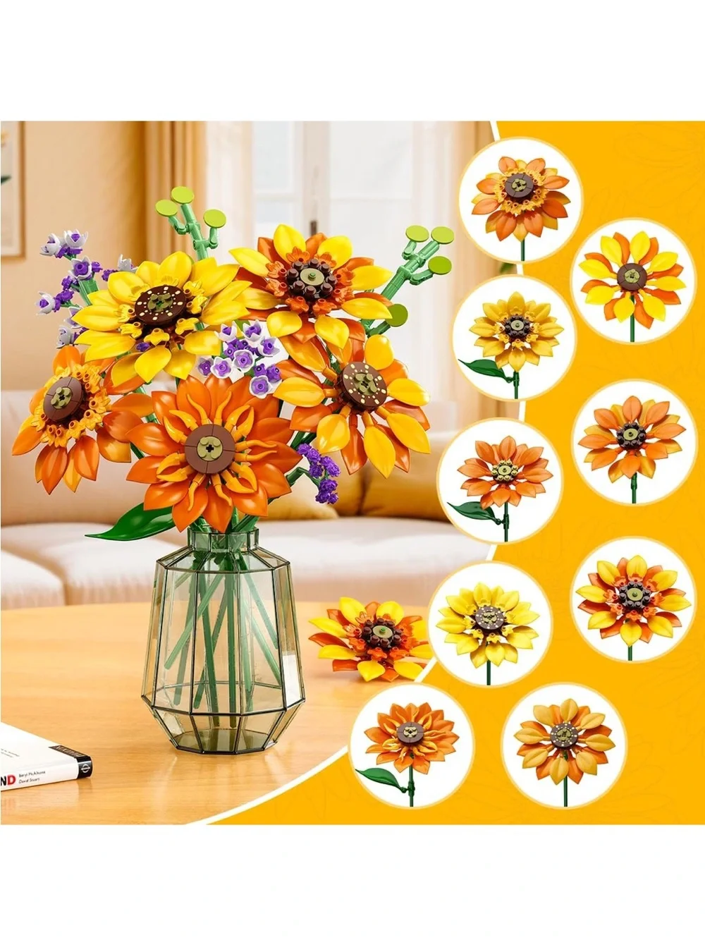 Sunflowers Bouquets Building Set - Yellow & Orange